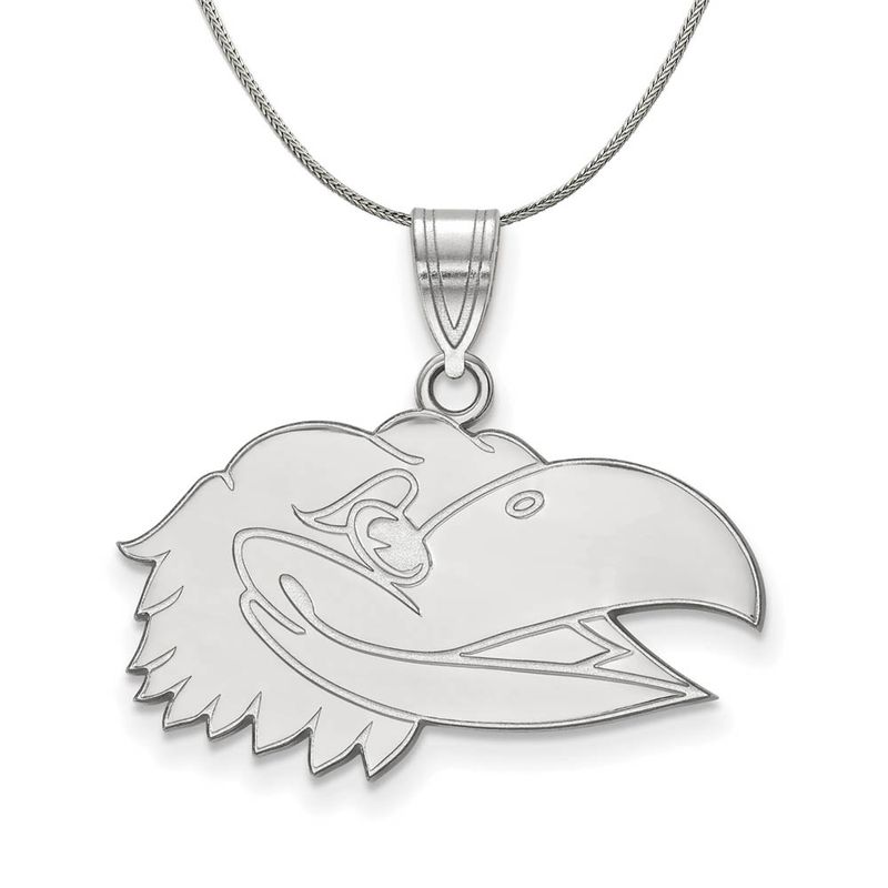 Sterling Silver U Of Kansas Medium Pendant Necklace - 24 Inch